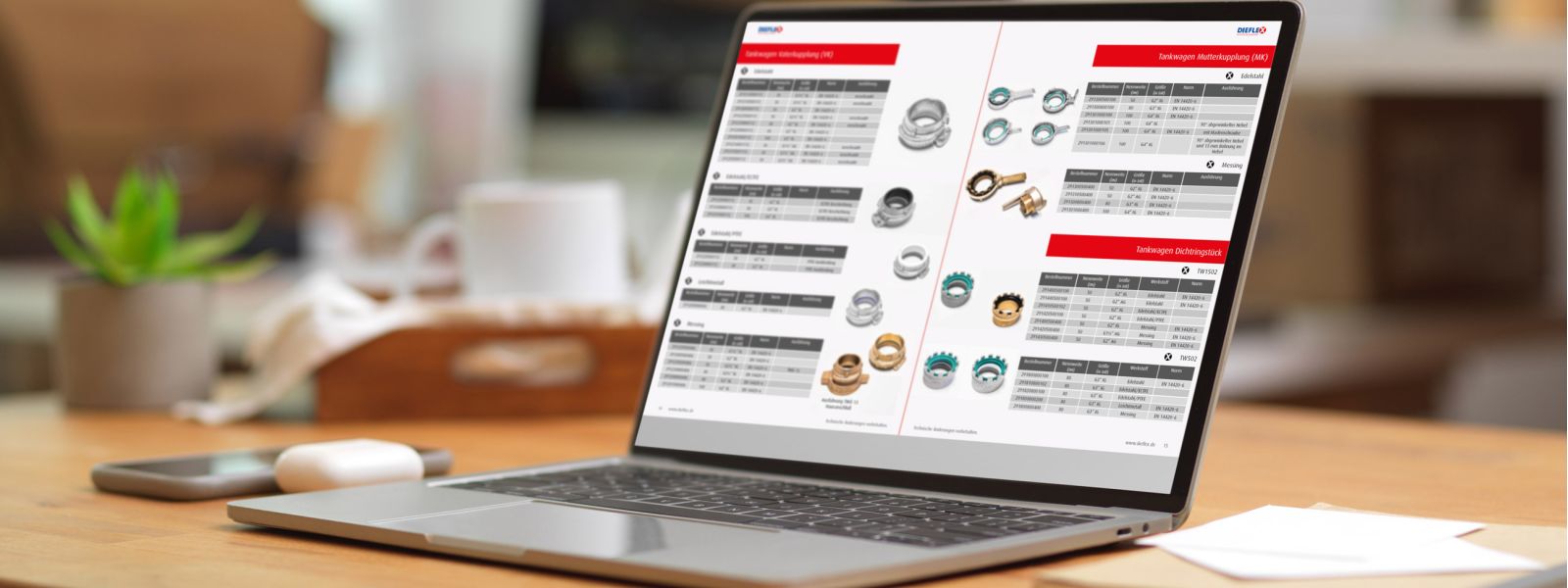 Online-Ansicht der DIEFLEX-Kataloge f&uuml;r Schlauch- und Kupplungssysteme